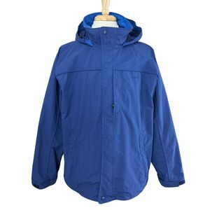 LL Bean Mens XL Hooded Rain Jacket Blue Nylon Waterproof Shell Outdoor Hiking
